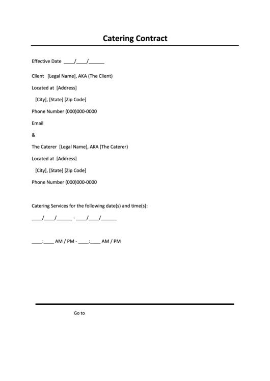 Catering Contract Printable pdf