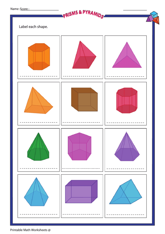 Prisms And Pyramids Chart (Color) Printable pdf