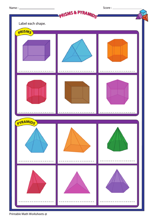 Prisms And Pyramids 2 Printable pdf