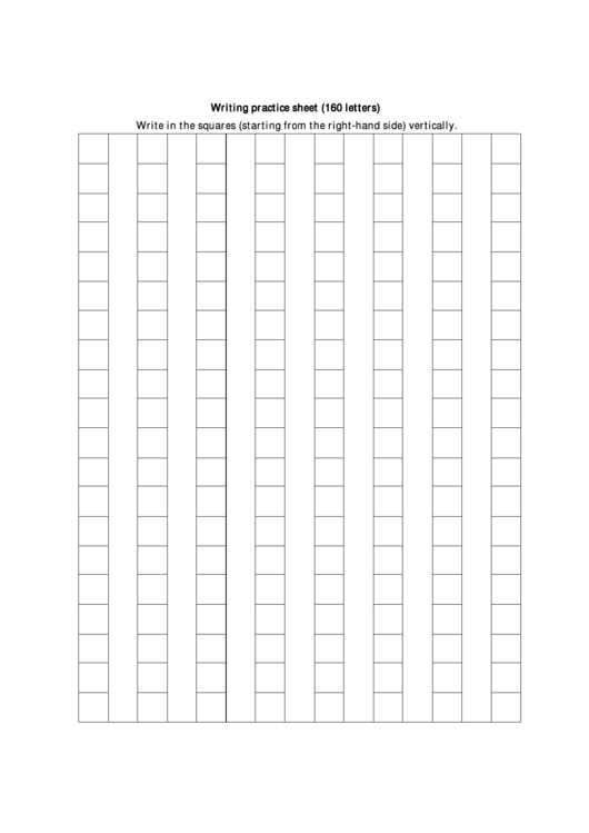 Writing Practice Sheet 160 Letters Printable pdf