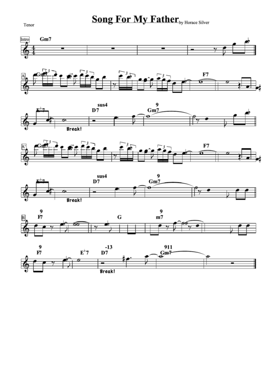 Song For My Father Printable pdf