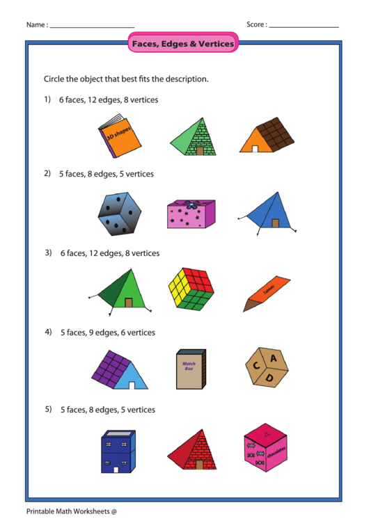 Faces Edges And Vertices 2 Printable pdf