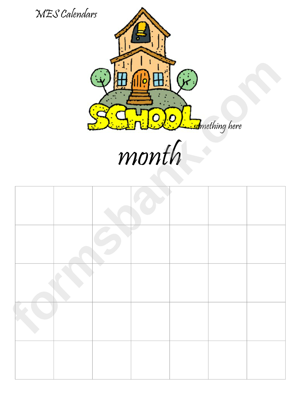 School Month Calendar Template