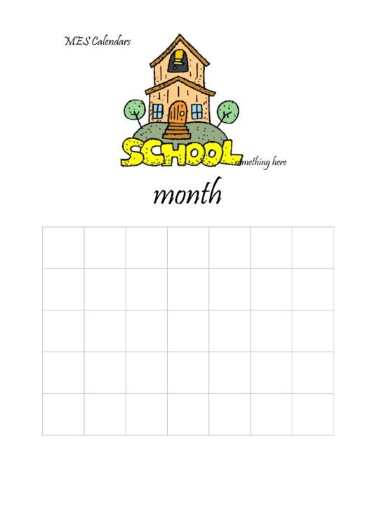 School Month Calendar Template Printable pdf