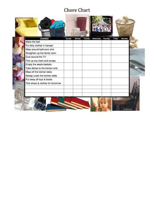 Household Chore Chart Printable pdf