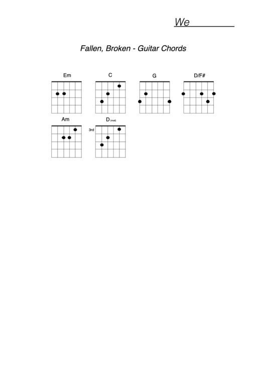 Fallen Broken Guitar Chords Printable pdf