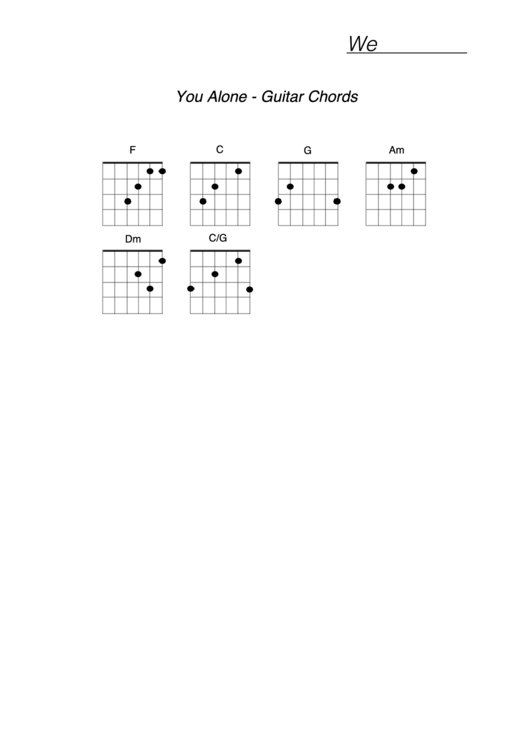 You Alone - Guitar Chords Printable pdf