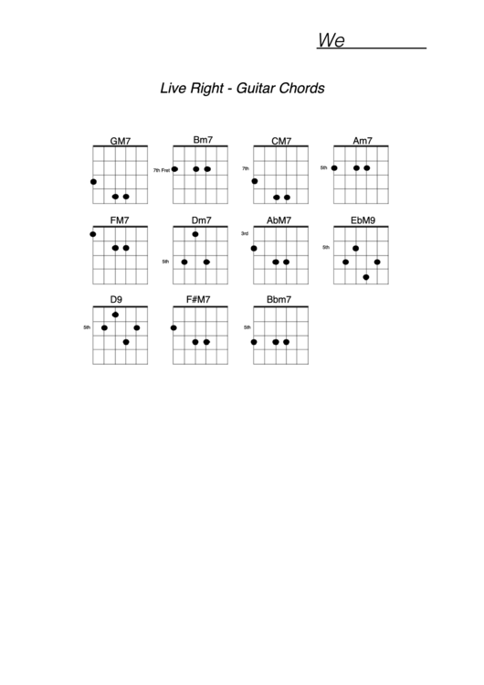 Live Right - Guitar Chords Printable pdf