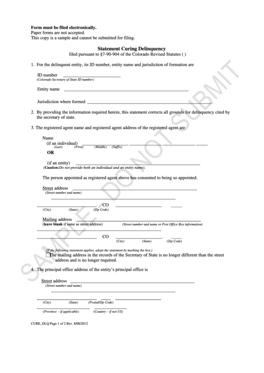 Statement Curing Delinquency Printable pdf