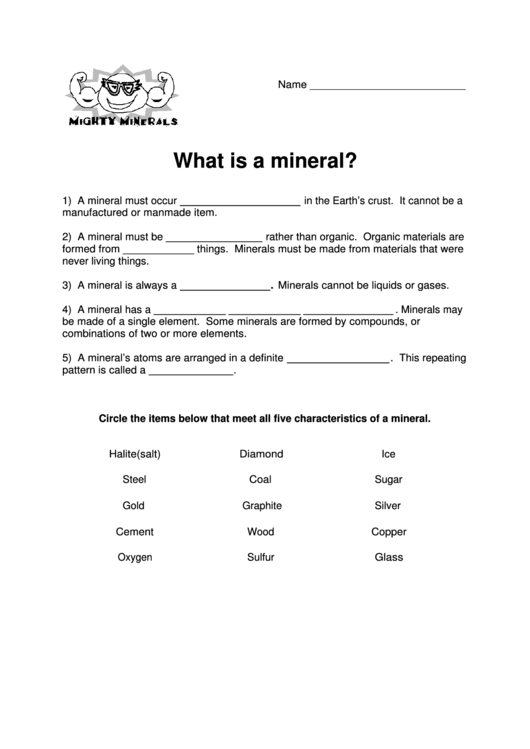 What Is A Mineral Printable pdf