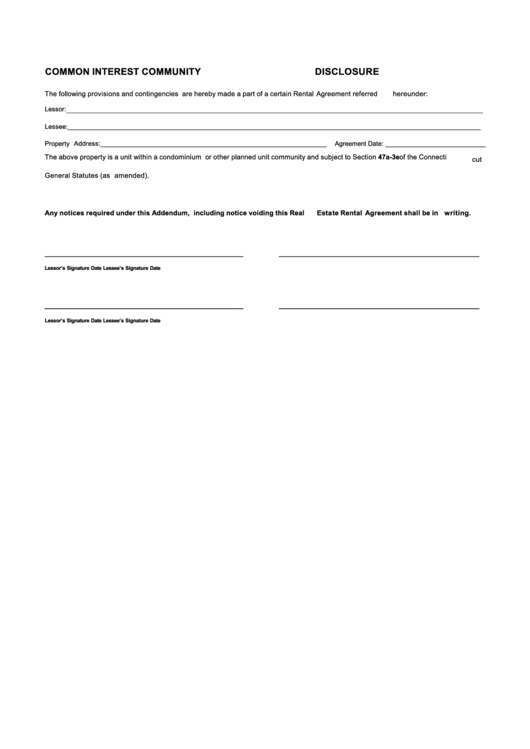 Fillable Common Interest Community Disclosure Printable pdf