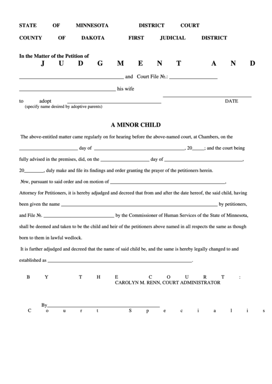 Judgment And Decree Printable pdf