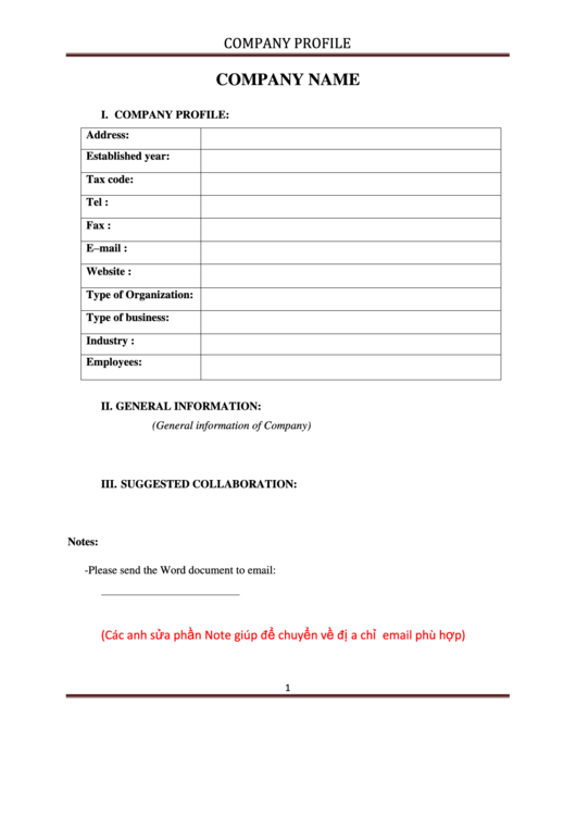 Company Profile Template Printable pdf
