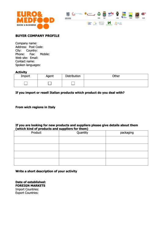 Buyer Company Profile Printable pdf