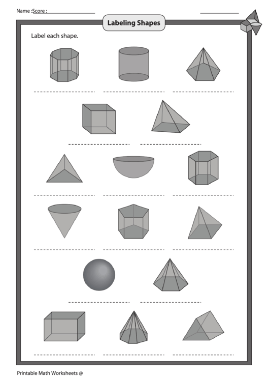 Labeling Shapes Worksheet With Answer Key Printable pdf