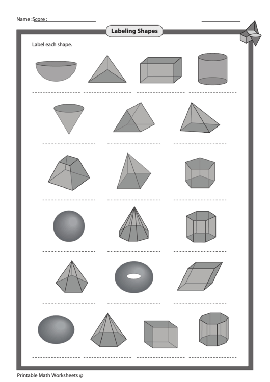 Labeling Shapes Worksheet With Answer Key printable pdf download