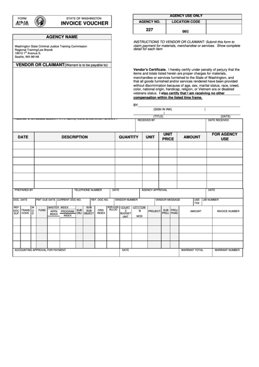 voucher invoice form Template printable download pdf Wa Voucher Invoice