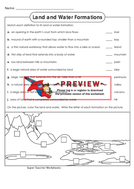 Land And Water Formations Printable pdf