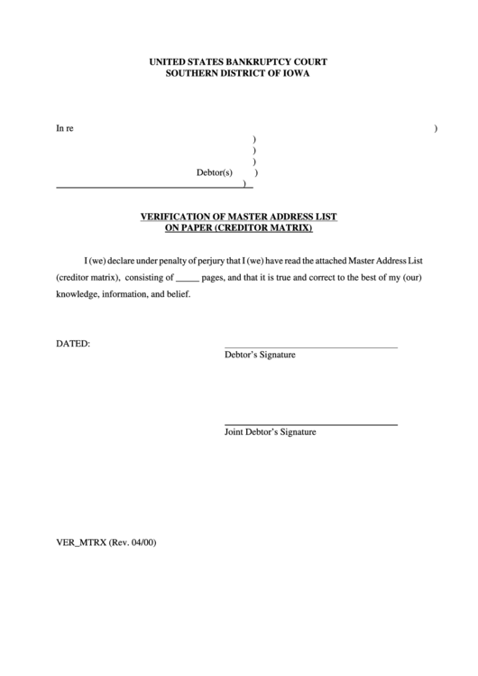 Fillable United States Bankruptcy Court Printable pdf