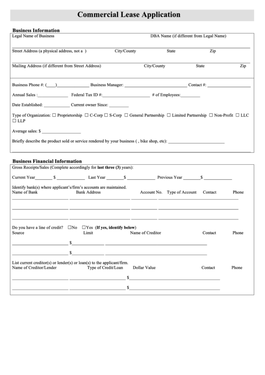 Commercial Lease Application Form