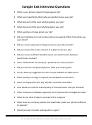 Sample Exit Interview Questions