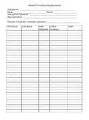 Pta Accounting Worksheet Template