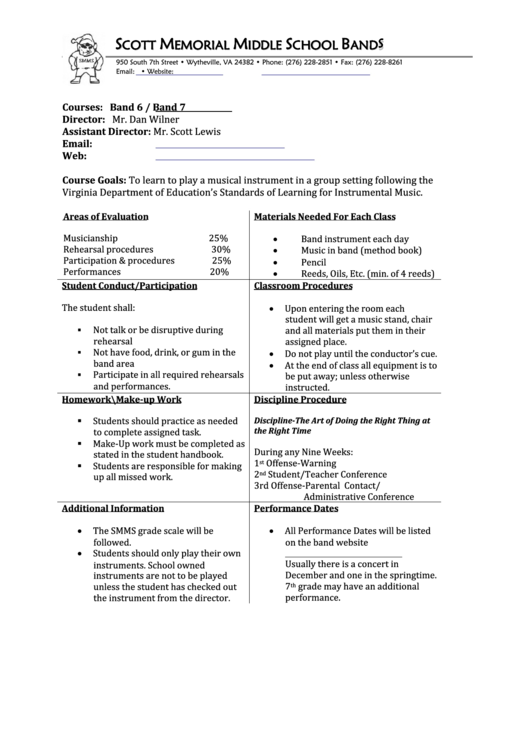 Syllabus Agreement Form Printable pdf