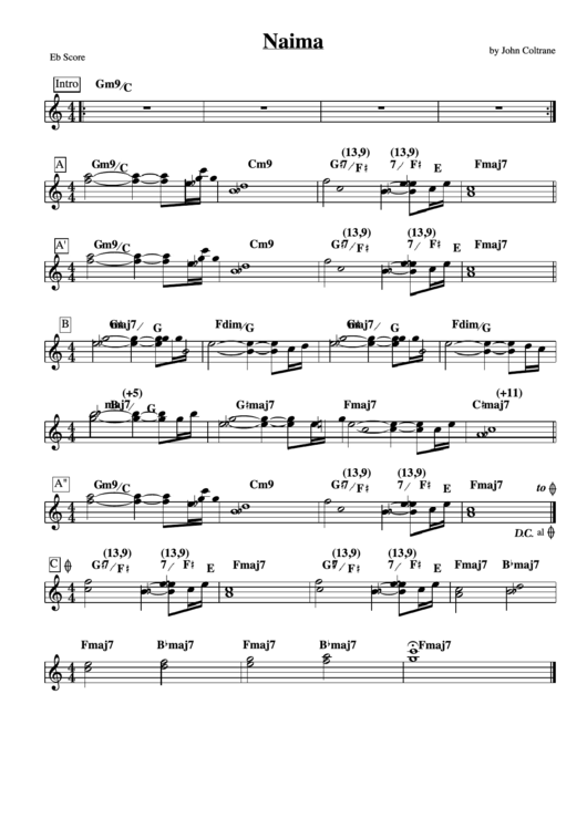 Naima Sheet Music Printable pdf