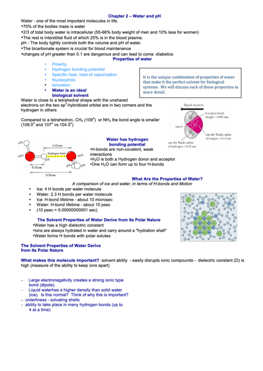 - Water And Ph Chemistry Worksheet Printable pdf