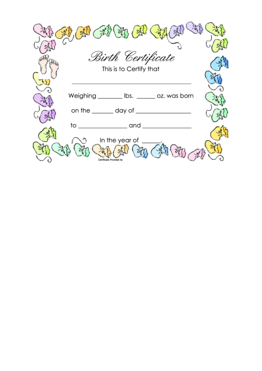 Birth Certificate Template - Boots Printable pdf