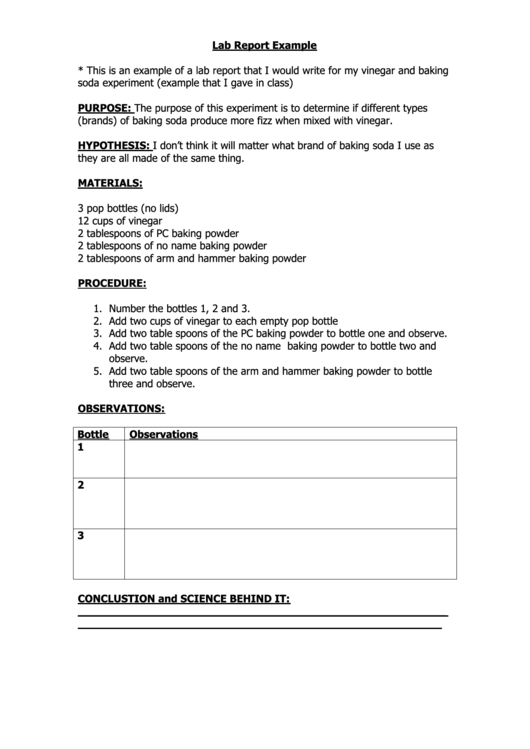 Lab Report Example Printable pdf