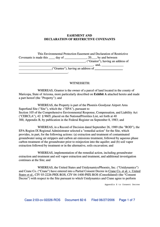 Easement And Declaration Of Restrictive Covenants Printable pdf
