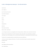 Letter Of Resignation Template - Two Weeks Notice