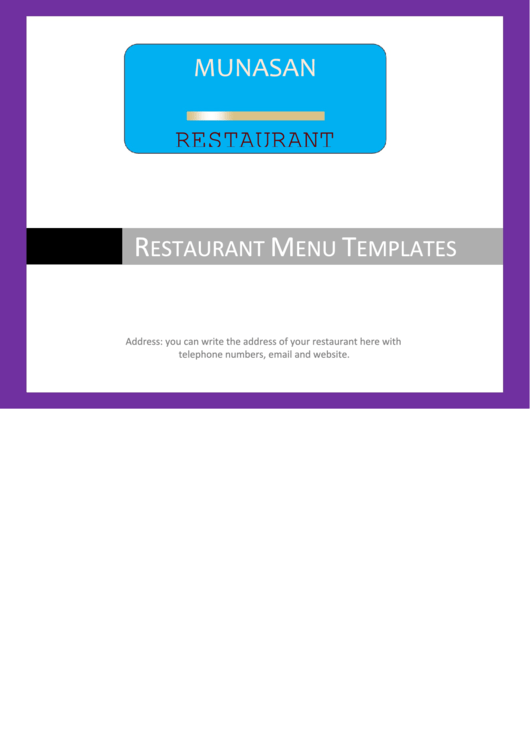Restaurant Menu Templates Printable pdf