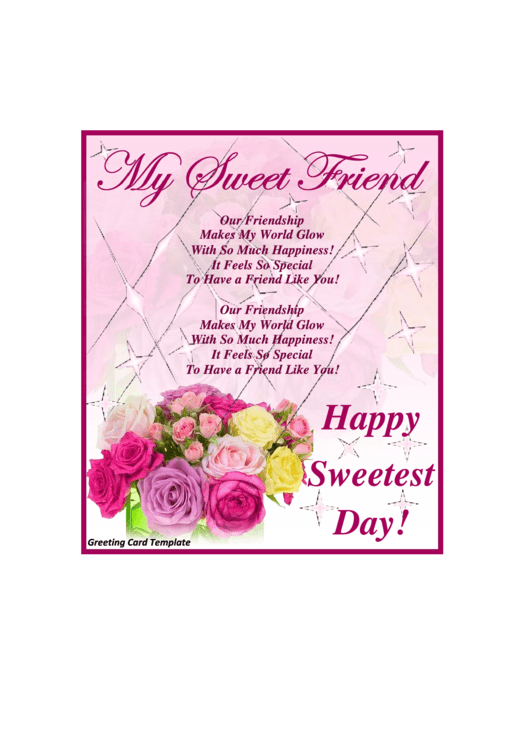 Greeting Card Template Happy Sweetest Day printable pdf download