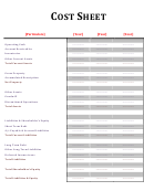 Profit And Loss Cost Sheet Template