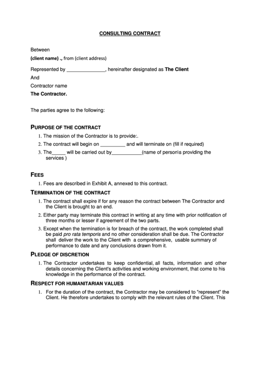Consulting Contract Printable pdf