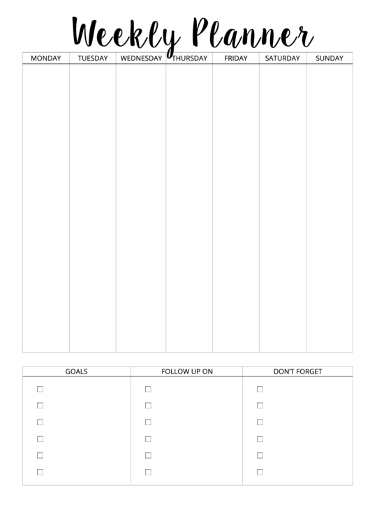 Weekly Planner Template Printable pdf