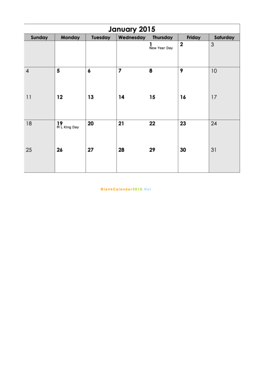 January 2015 Calendar Template