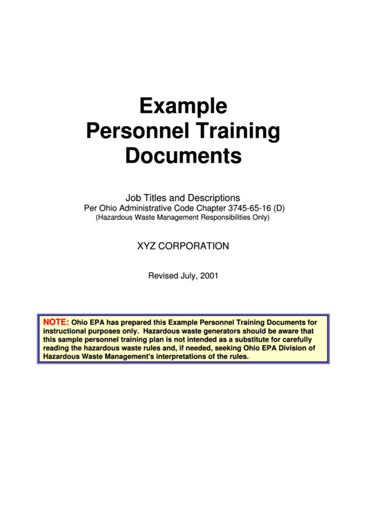 Example Personnel Training Printable pdf