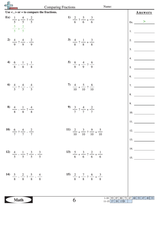 Comparing Fractions Worksheet Printable Pdf Download