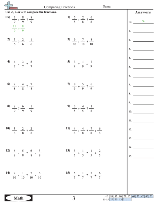 Comparing Fractions Worksheet printable pdf download