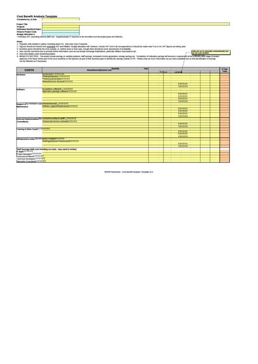 Cost Benefit Analysis Template Printable pdf