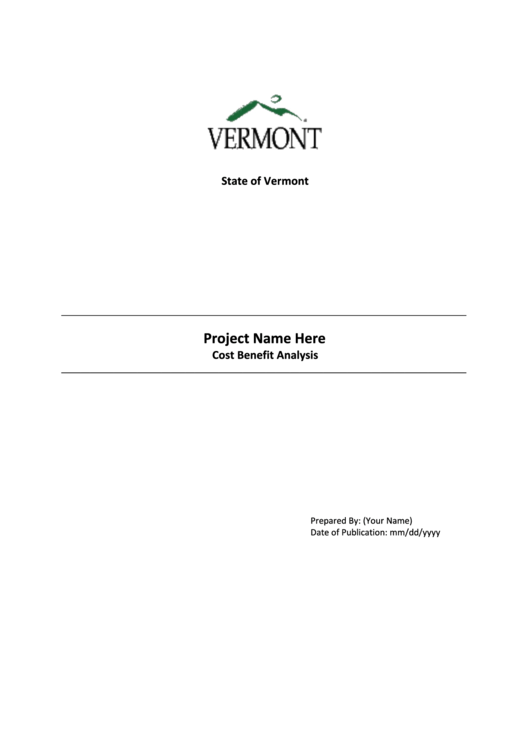 Vermont Cost Benefit Analysis Printable pdf