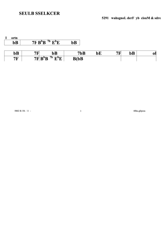 Reckless Blues Jazz Chord Chart Printable pdf
