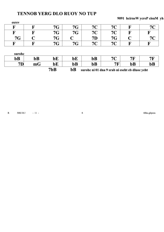 Put On Your Old Grey Bonnet Jazz Chord Chart Printable pdf