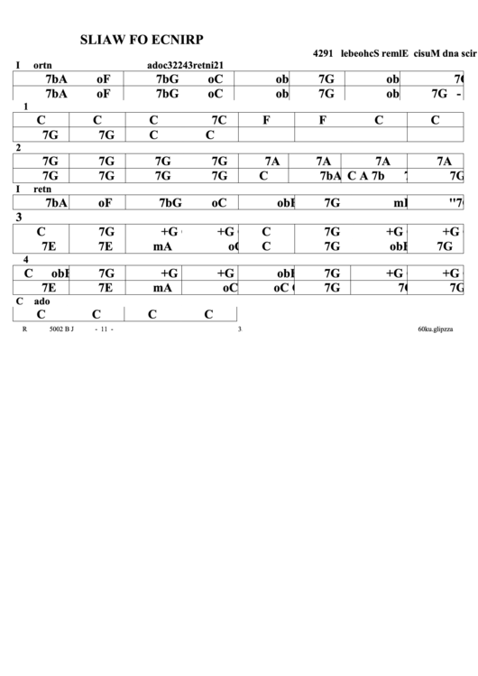 Prince Of Wails Jazz Chord Chart Printable pdf