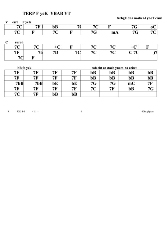 Pretty Baby Jazz Chord Chart Printable pdf