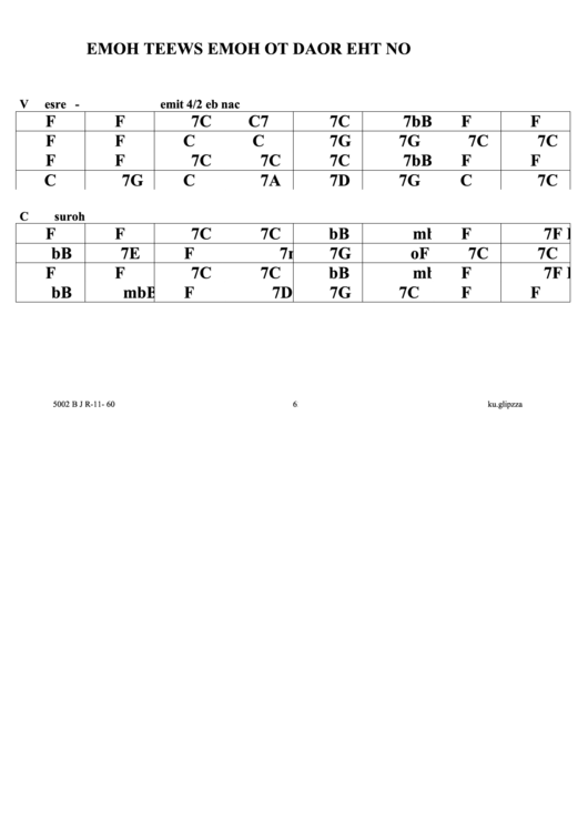 On The Road To Home Sweet Home Jazz Chord Chart Printable pdf