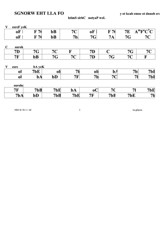Of All The Wrongs Jazz Chord Chart Printable pdf